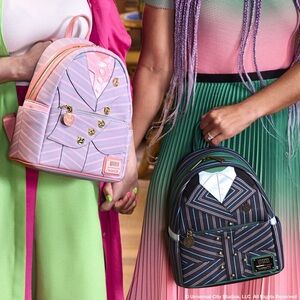 Loungefly Green and Blue Tweed-Inspired Mini Backpack